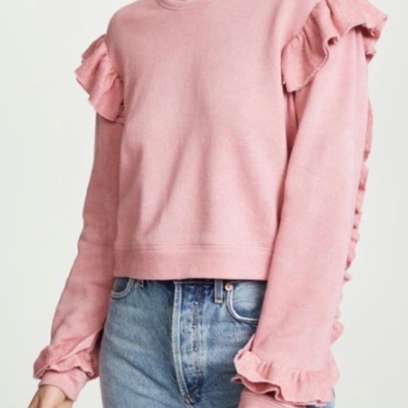 Love Shack Fancy Ruffle Crop Sweatshirt Sweater - Picture 2 of 14